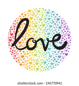 Ring of hearts with rainbow. Vector illustration.