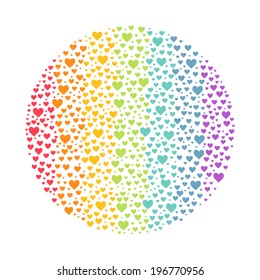 Ring of hearts with rainbow. Vector illustration.