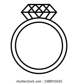 Ring with a huge diamond icon. Outline ring with a huge diamond vector icon for web design isolated on white background