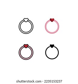Ring Icon In 4 Style, that is line, gradient flat, color outline, and glyph.