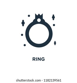 Ring icon. Black filled vector illustration. Ring symbol on white background. Can be used in web and mobile.