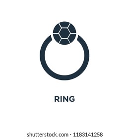 Ring icon. Black filled vector illustration. Ring symbol on white background. Can be used in web and mobile.