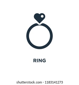 Ring icon. Black filled vector illustration. Ring symbol on white background. Can be used in web and mobile.
