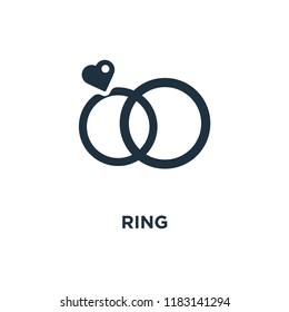 Ring icon. Black filled vector illustration. Ring symbol on white background. Can be used in web and mobile.