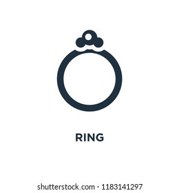 Ring icon. Black filled vector illustration. Ring symbol on white background. Can be used in web and mobile.