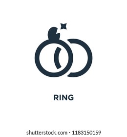 Ring icon. Black filled vector illustration. Ring symbol on white background. Can be used in web and mobile.
