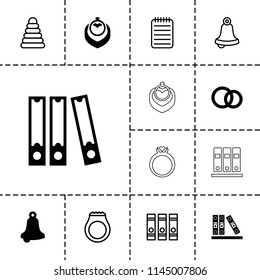 Ring icon. collection of 13 ring filled and outline icons such as bell, binder, pyramid. editable ring icons for web and mobile.