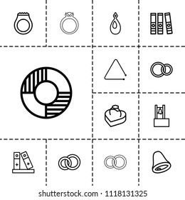 Ring icon. collection of 13 ring outline icons such as earring, binder, triangle musical instrument, lifebuoy. editable ring icons for web and mobile.