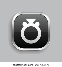 ring icon design. Glossy Button style rounded rectangle isolated on gray background.. Vector illustration
