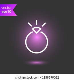 Ring icon. Ring with diamond icon. EPS 10 flat symbol