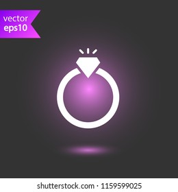 Ring icon. Ring with diamond icon. EPS 10 flat symbol