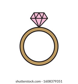ring icon with diamond isolated. vector illustration