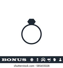 Ring icon flat. Black pictogram on white background. Vector illustration symbol and bonus button