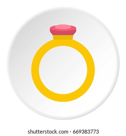 Ring icon in flat circle isolated on white vector illustration for web