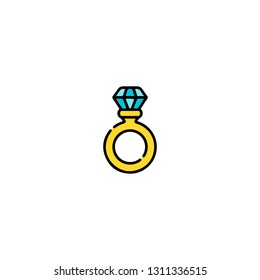 Ring icon, flat design line art thin style, Valentines day signs and love symbols, Wedding infographics. Colorful icon on a white background, Vector illustration