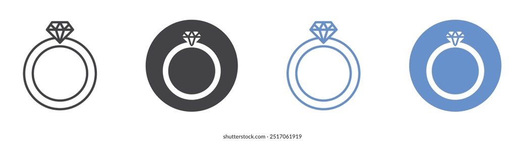Ring icon flat line symbol set.