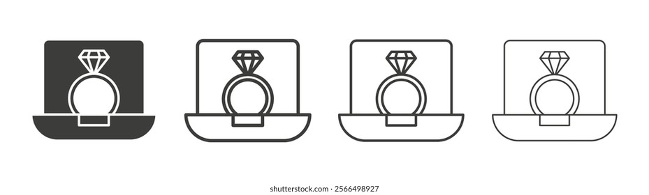 Ring icon flat and linear vector illustration on white background.