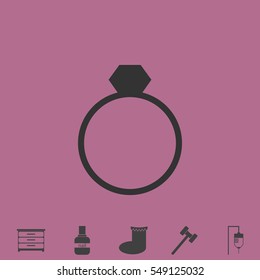 Ring icon flat. Simple vector grey pictogram and bonus symbol