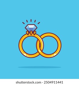 Icono del anillo con la piedra preciosa. Ilustración de la joyería de la boda. Conveniente para el uso del icono del cartel y del Web