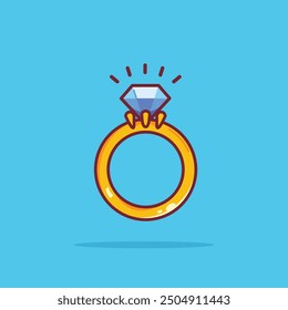 Icono del anillo con la piedra preciosa. Ilustración de la joyería de la boda. Conveniente para el uso del icono del cartel y del Web