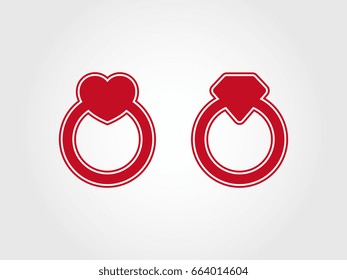 ring icon. heart ring with diamond ring
