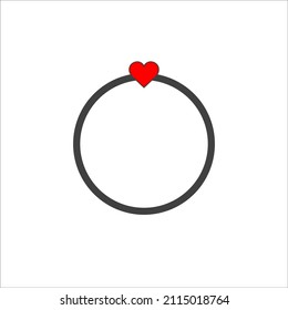 Ring icon with heart. Wedding rings symbol, valentine and holiday, engagement sign, vector graphics, a solid pattern on a white background, eps 10.