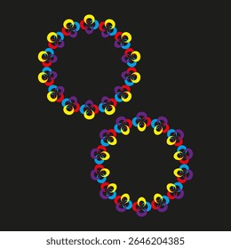 Ring icon pattern. Multicolor loop design. Bright circle illustration. Vector unity symbol.
