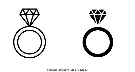Ring icon representing jewelry, elegance, accessories, celebration, and personal adornment. Clean outline and filled vector symbol suitable for fashion, jewelry stores, gifts, luxury products, and special occasions.