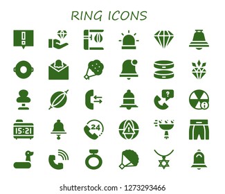  ring icon set. 30 filled ring icons. Simple modern icons about  - Alert, Jewelry, Punching bag, Alarm, Diamond, Bell, Float, Notification, Bouquet, Alarm bell, Bracelet, Call