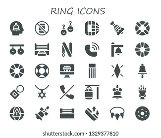 ring icon set. 30 filled ring icons.  Collection Of - Alert, No phone, Earrings, Phone call, Bell, Lifesaver, Rings, Boxing ring, Key Call, Lifebuoy, Diamond, Float, Key chain