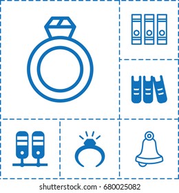 Ring icon. set of 6 ring filled and outline icons such as ring, binder