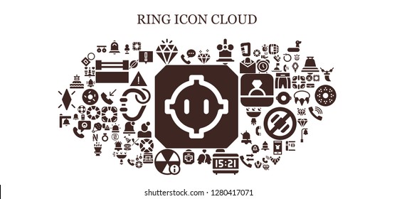  ring icon set. 93 filled ring icons. Simple modern icons about  - Dohyo, Phone call, Bell, Diamond, Bells, Alarm clock, Boxer, Alert, Buoy, Punching bag, Lifesaver, Rings, Ring