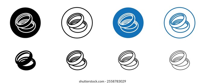 Ring icon set in black and blue colors