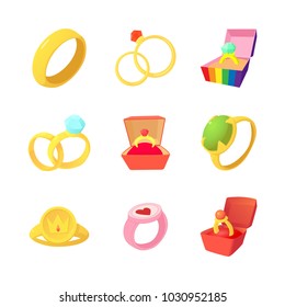 Ring icon set. Cartoon set of ring vector icons for web design isolated on white background