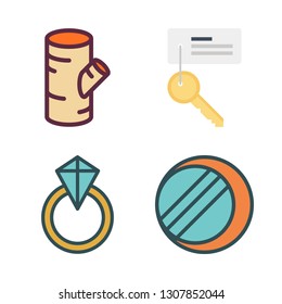 ring icon set. vector set about eclipse, engagement ring, log and key icons set.