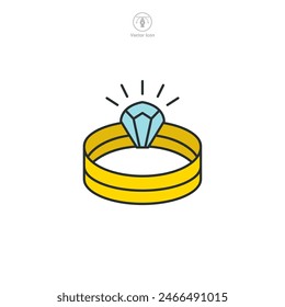 Ilustración vectorial de símbolo de icono de anillo aislado sobre fondo blanco