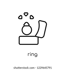 ring icon. Trendy modern flat linear vector ring icon on white background from thin line Wedding and love collection, outline vector illustration
