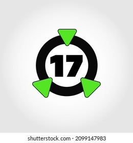 Ring icon with triangles and numeral 17 inside