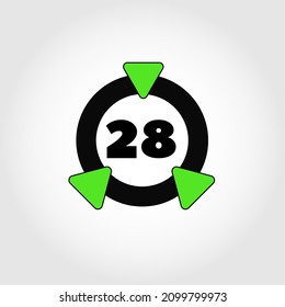 Ring icon with triangles and numeral 28 inside