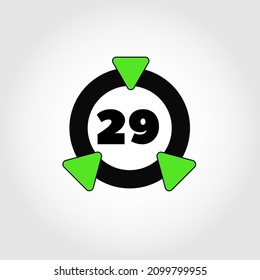 Ring icon with triangles and numeral 29 inside
