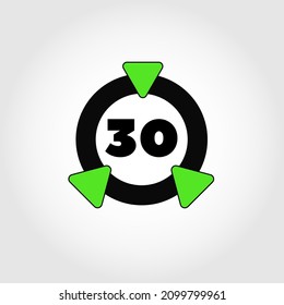 Ring icon with triangles and numeral 30 inside.