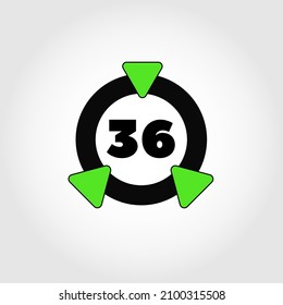 Ring icon with triangles and numeral 36 inside