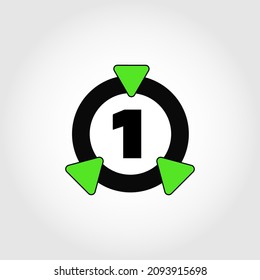 Icono de anillo con triángulos y numeración uno dentro