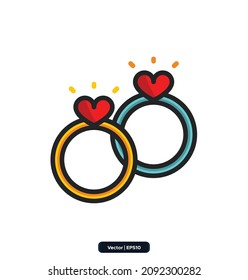 ring icon. valentine's day icons, such as celebration, happiness, romantic, heart, love. Happy valentine day related icon in white background. eps10