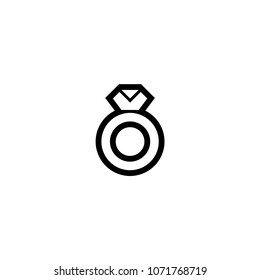 Ring icon. Vector ring with diamond
