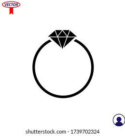 ring icon vector, diamond, sign