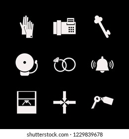 ring icon. ring vector icons set key tag, school bell, wedding rings and gloves