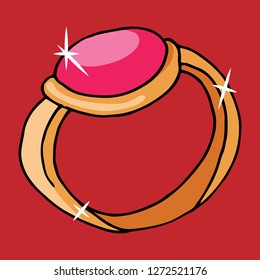 Ring icon. Vector illustration of a cartoon ring. Hand drawn wedding ring.