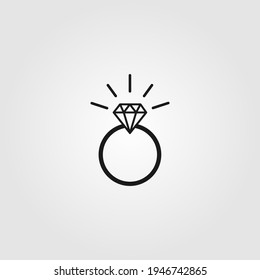 Ring icon vector. Simple diamond sign