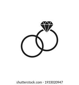 Ring icon vector. Simple wedding rings sign
